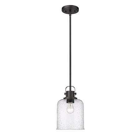 Z-Lite Kinsley 1 Light Pendant, Matte Black And Clear Seeded 340P8-MB